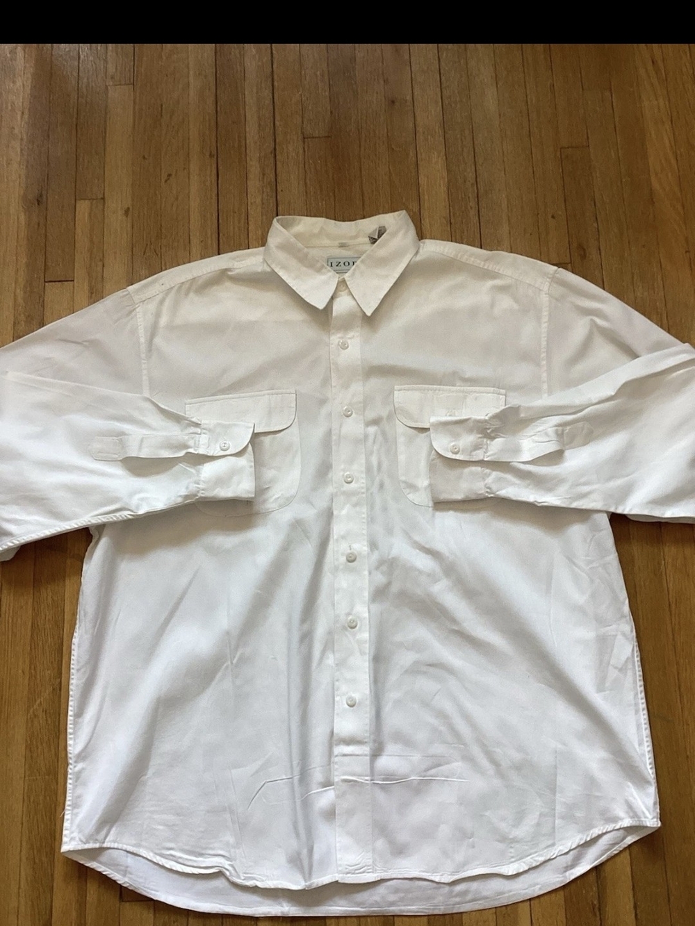 Vintage Izod Men's Size XL Solid White Button Front Shirt,100% Cotton,MINT